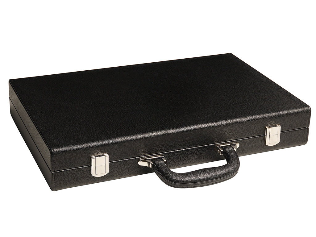 16-inch Premium Backgammon Set - Black with Scarlet Red and Patriot Blue Points - GBP - American-Wholesaler Inc.