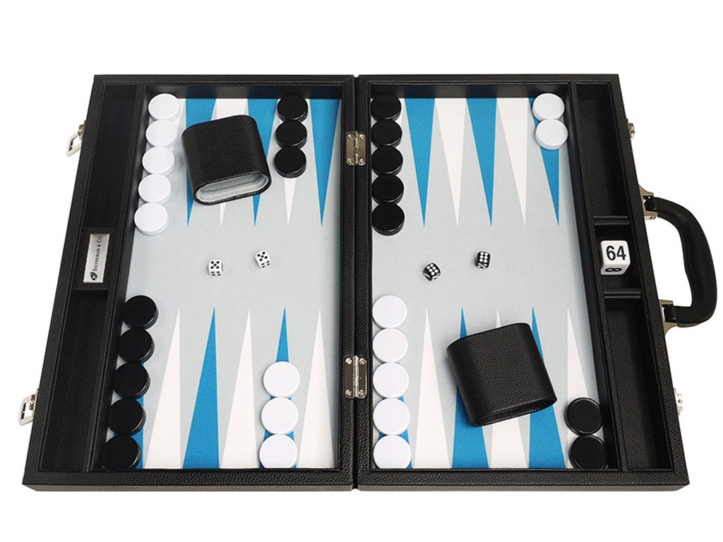 
                  
                    16-inch Premium Backgammon Set - Black with White and Astral Blue Points - GBP - American-Wholesaler Inc.
                  
                