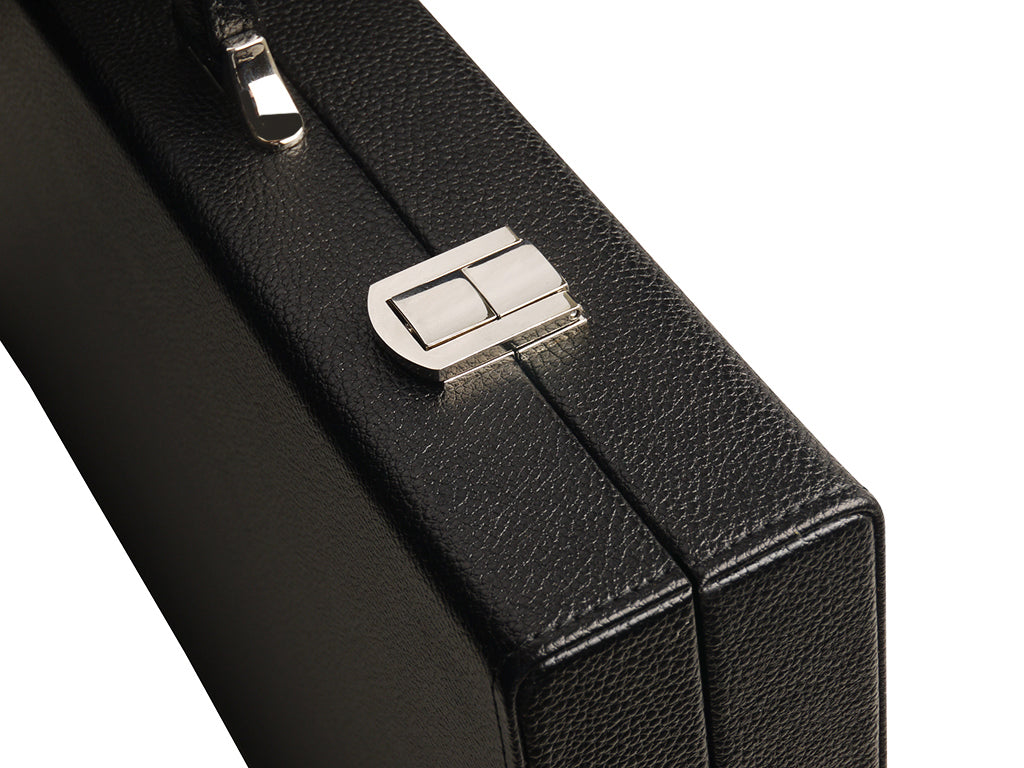 16-inch Premium Backgammon Set - Black with White and Scarlet Red Points - GBP - American-Wholesaler Inc.