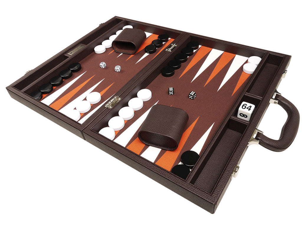 16-inch Premium Backgammon Set - Dark Brown - GBP - American-Wholesaler Inc.