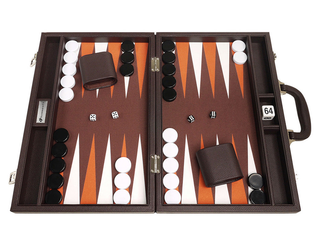 16-inch Premium Backgammon Set - Dark Brown - GBP - American-Wholesaler Inc.