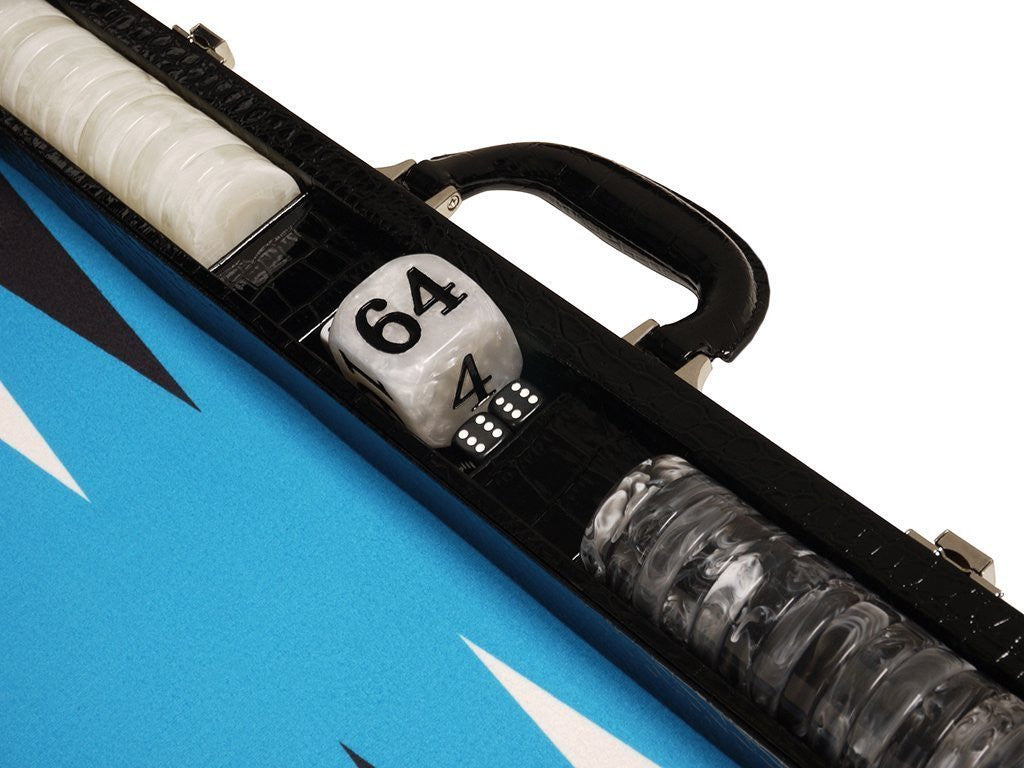 
                  
                    21-inch Tournament Backgammon Set, Wycliffe Brothers - Black Croco with Blue Field - Gen III - EUR - American-Wholesaler Inc.
                  
                