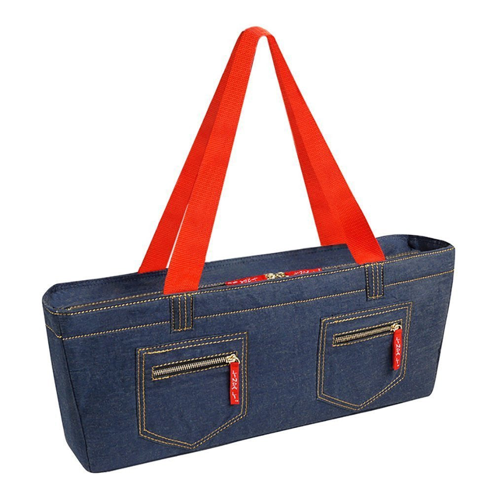 Soft-Sided American Mah Jongg Set by Linda Li® with White Tiles and Modern Pushers - Denim Bag - American-Wholesaler Inc.